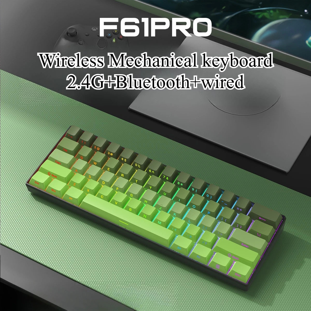 Bluetooth Wireless Mechanical Keyboards RGB Gamer Keyboard for Tablet Mechanical 60% iPad Backlit Mini USB Keyboard