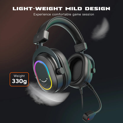 Cuffie gaming RGB FIFINE con microfono – cuffie cablate over-ear con suono surround 7.1 per PC, PS4 e PS5, con 3 modalità EQ