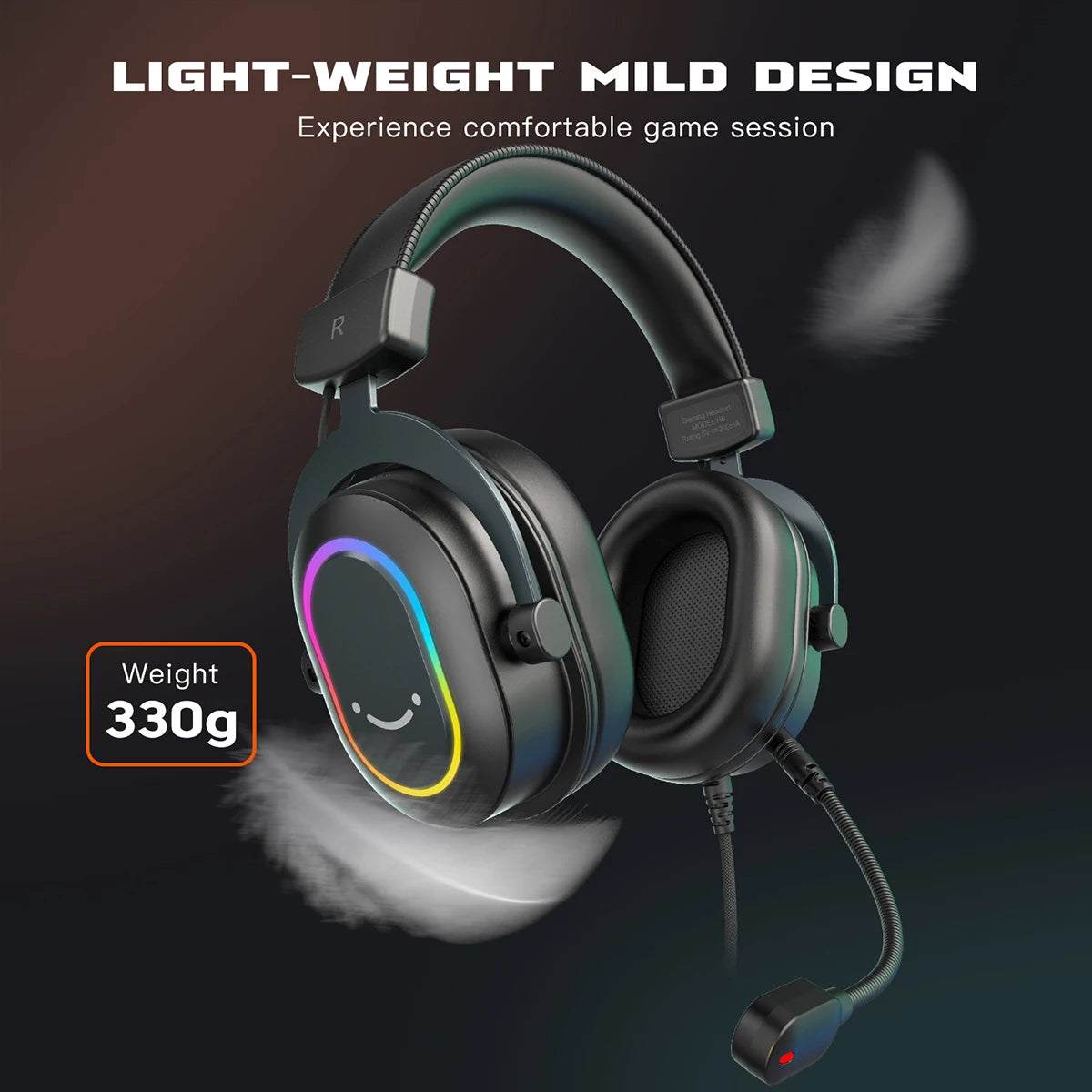 Cuffie gaming RGB FIFINE con microfono – cuffie USB cablate over-ear con audio surround 7.1 per PC, PS4, PS5, modalità EQ e isolamento acustico