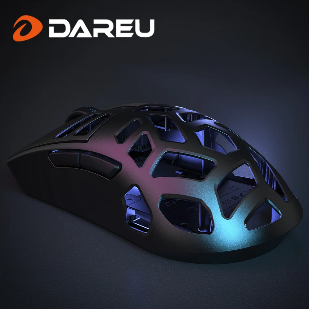 Rato Gaming Sem Fios DAREU Al-mg Tri-mode 8Khz PBT Quick Charge PAW3950 30000 DPI Leve para PC Gamer