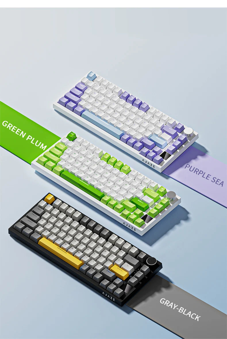 Ajazz AK820 Pro Gaming Mechanical Keyboard 75% Bluetooth/Wireless Customized Gamer Keyboard with TFT Color Screen Knob for PC
