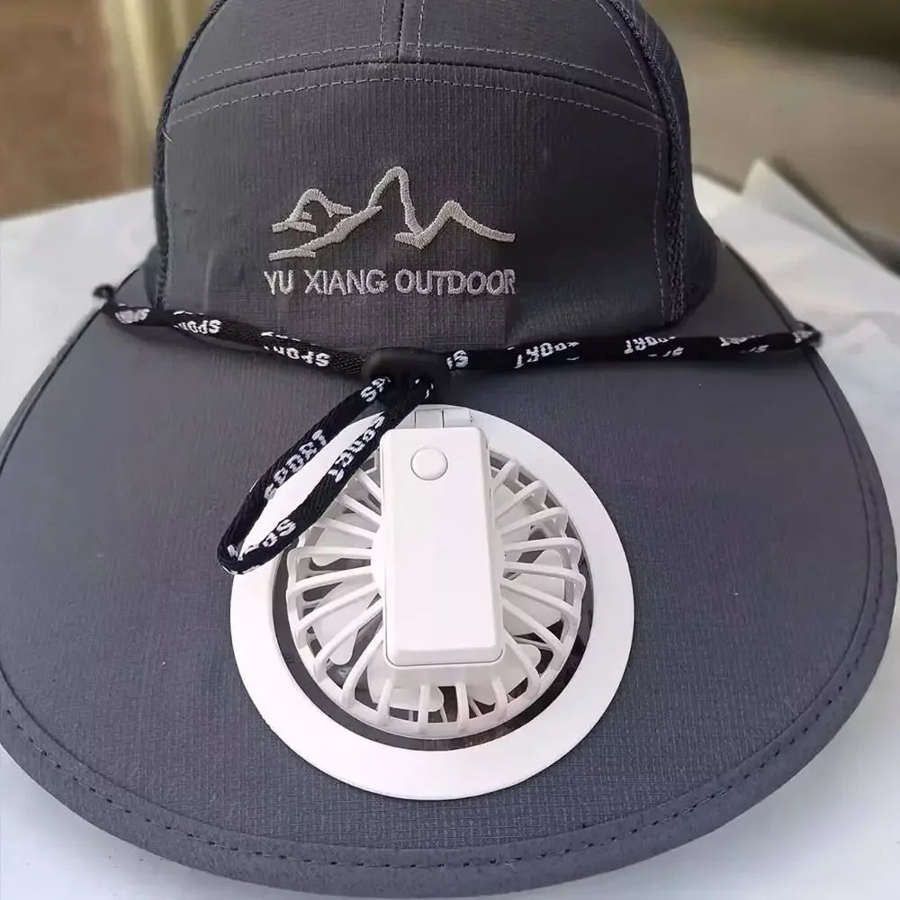 Cappellino da baseball con ventola, ventilatore rinfrescante ricaricabile via USB per l’estate, protezione solare per il golf all’aperto, cappellino con visiera regolabile a 2 velocità, cappellino da escursionismo con ventola