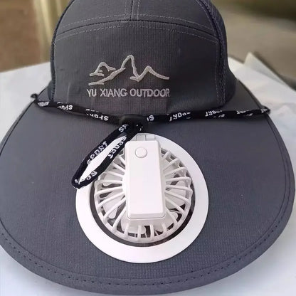 Cappellino da baseball con ventola, ventilatore rinfrescante ricaricabile via USB per l’estate, protezione solare per il golf all’aperto, cappellino con visiera regolabile a 2 velocità, cappellino da escursionismo con ventola