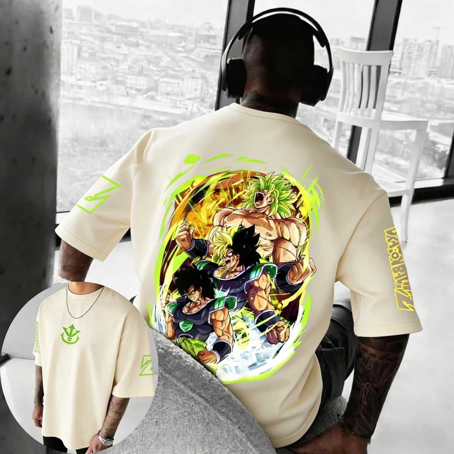 Dragon Ball Anime Pure Cotton T-shirt Summer New Broli Co Branded Men's and Women's Harajuku Hip Hop Casual Short Sleeve Top