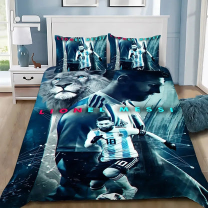 Conjunto de Roupa de Cama Estrela de Futebol M-messis com Capa de Edredão e Fronha para Adulto, Rapaz e Rapariga, Decoração de Quarto Infantil, Tamanho Individual, Duplo e Grande