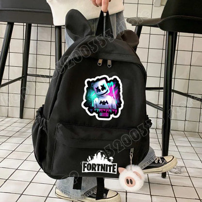 Nova Mochila Fortnite Cartoon para Rapaz e Rapariga, Mochila Escolar Casual de Grande Capacidade para Estudante, Mochila de Viagem com Orelhas de Coelho, Presente de Papelaria