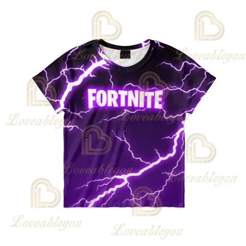 T-shirt infantil de verão Cartoon Fortnite com impressão 3D, para meninos e meninas, estilo streetwear, roupa para adultos e crianças, t-shirt divertida com gola redonda