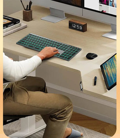 Backlight Bluetooth Keyboard Multi-Device Full Size Wireless Keyboard with Number Pad, Rechargeable Slim Multimedia Keyboard