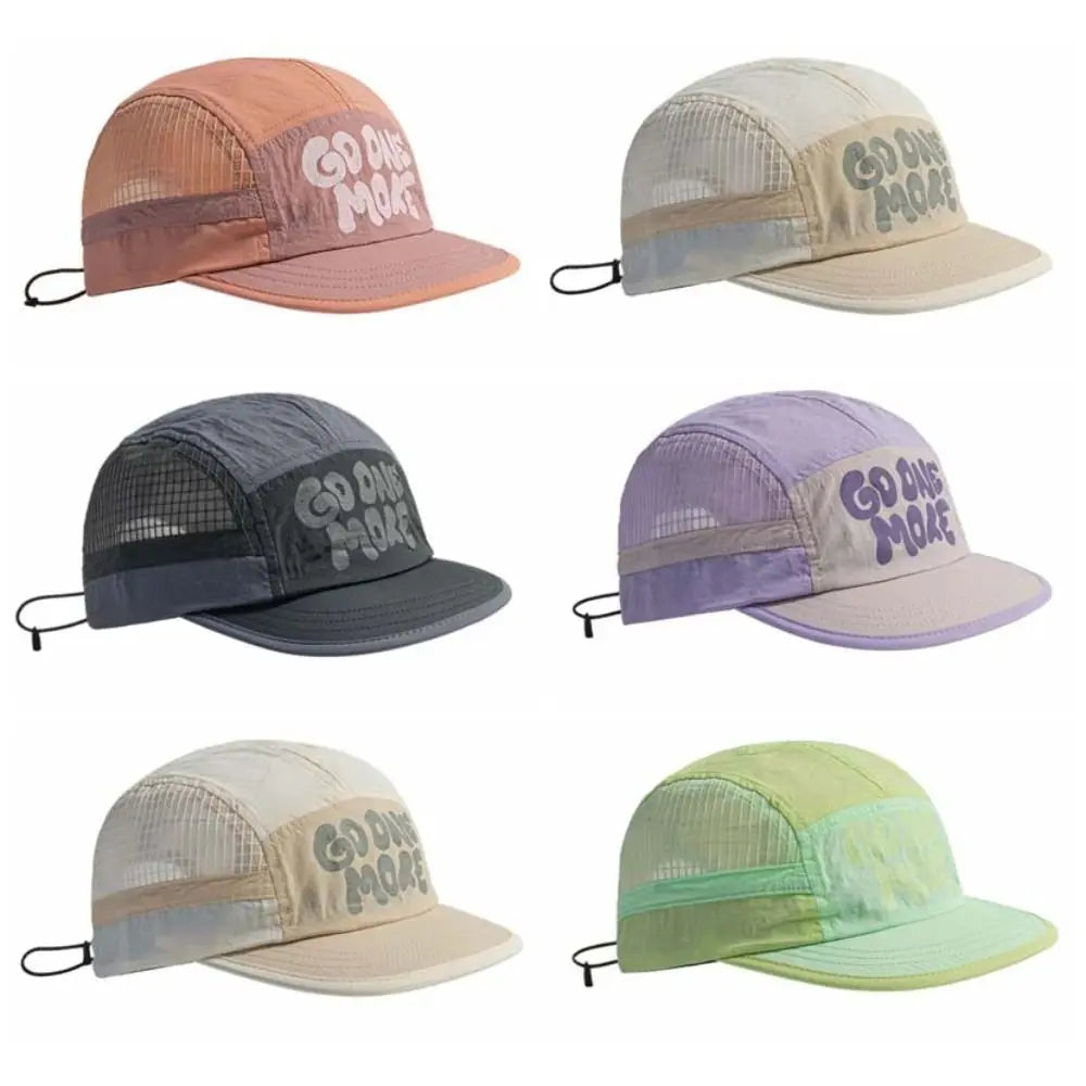 Pehmeälierinen, nopeasti kuivuva baseball-lippis, retrotyylinen 5-paneelinen aurinkosuojahattu, hengittävä hattu, rento hiphop-hattu, verkkokangasjuoksulippis
