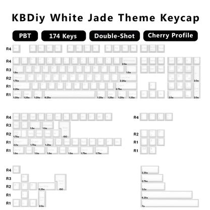 KBDiy 174 Teclas/Conjunto PBT GMK Apollo Keycap Double Shot Minimalista ISO Perfil Cherry para Teclado Mecânico Gaming Keycaps para MX