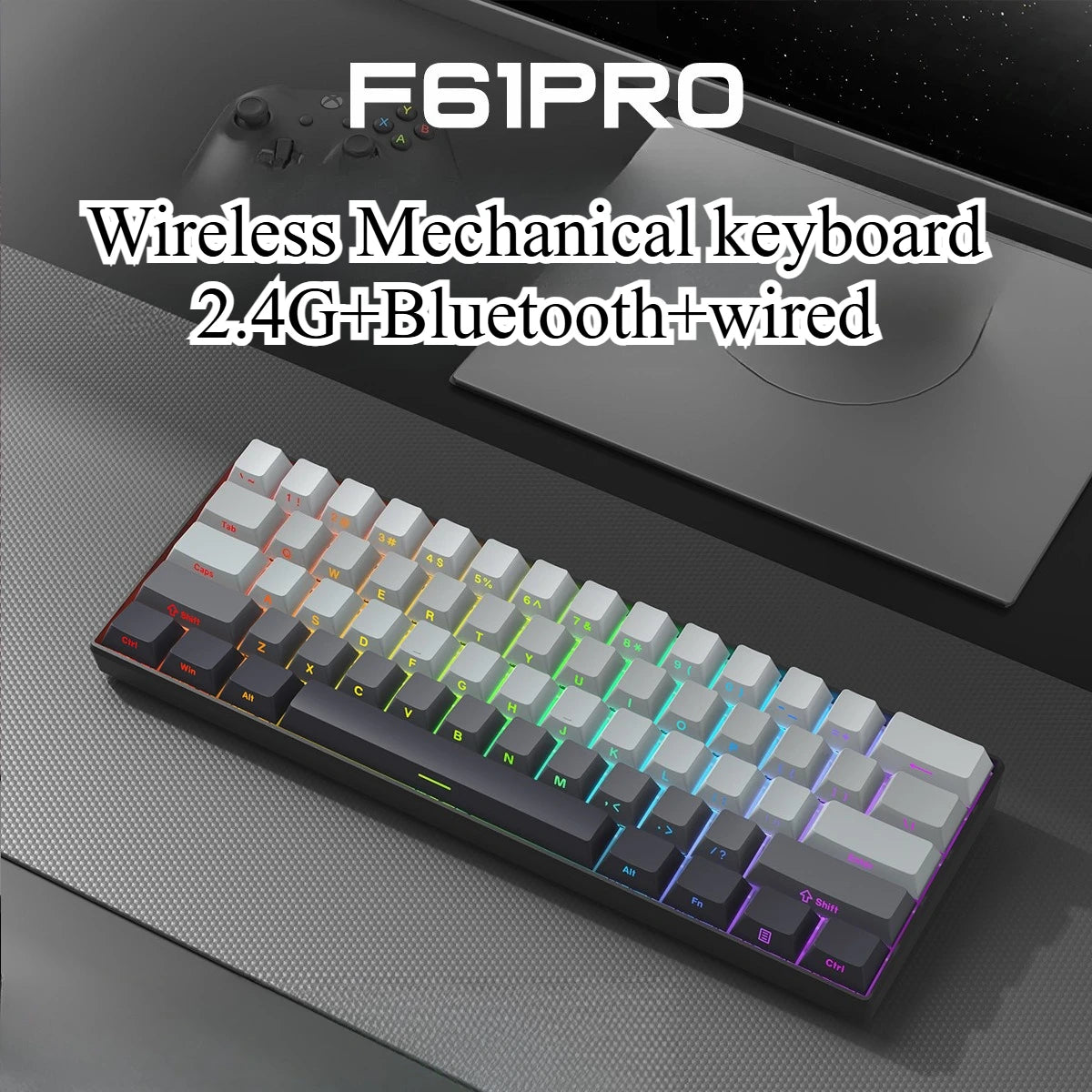 Bluetooth Wireless Mechanical Keyboards RGB Gamer Keyboard for Tablet Mechanical 60% iPad Backlit Mini USB Keyboard