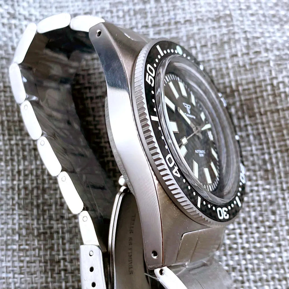 Tandorio 41mm 62MAS Black Gray Dial NH35A Automatic 300M Diving Men's Watch Ceramic Bezel Green Lume Bow Sapphire Glass