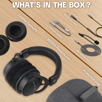 Cuffie da studio TALOMEN W550x – Cuffie monitor DJ professionali cablate over-ear con driver da 50mm e cavo rimovibile