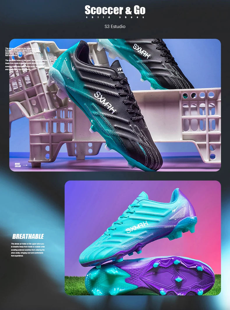 Double Star Adult Youth AG Soccer Cleats Non-Slip Durable Artificial and Natural Grass Football Shoes for Training and Matches Men Women