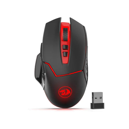 Redragon M690-1 2.4Ghz vezeték nélküli gamer egér DPI-váltással, 2 oldalsó gombbal, 2400 DPI, ergonomikus kialakítás, 8 gomb – fekete egér