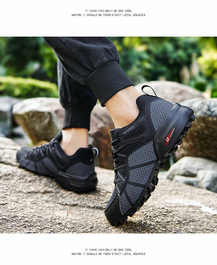Zapatillas de senderismo para hombre, calzado deportivo todoterreno para exteriores, malla transpirable, antideslizantes y resistentes al desgaste, zapatillas de senderismo y ciclismo outdoor