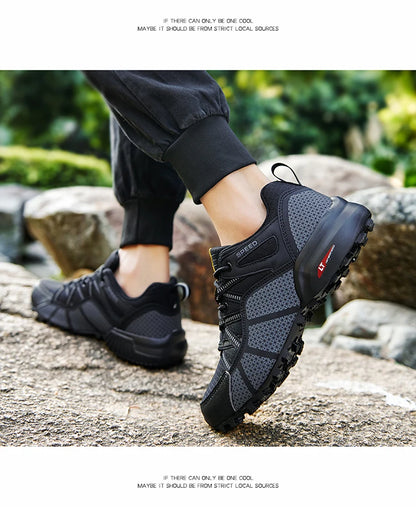Zapatillas de senderismo para hombre, calzado deportivo todoterreno para exteriores, malla transpirable, antideslizantes y resistentes al desgaste, zapatillas de senderismo y ciclismo outdoor