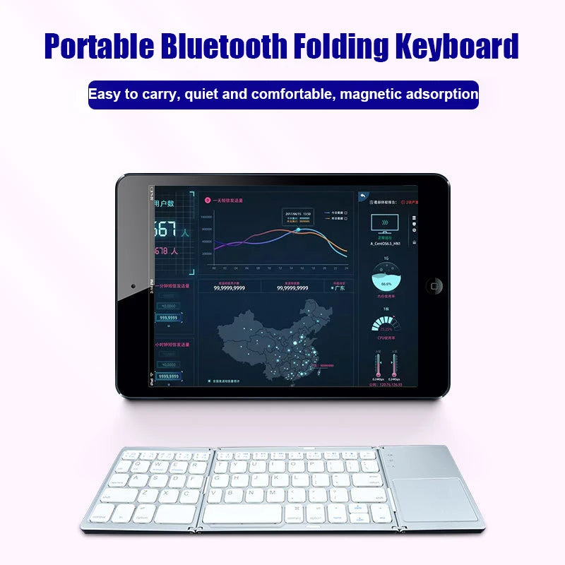 Wireless Folding Keyboard Bluetooth Keyboard With Touchpad For Windows, Android, IOS, Phone, Multi-Function Button Mini Keyboard