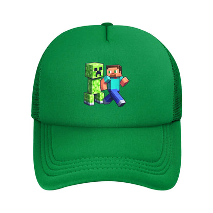Aventurier cu aspect robust descoperă un monstru Creepers în spatele său Șapcă de camionagiu Șepci de soare Șapcă reglabilă cu clapetă Șapcă de baseball din plasă
