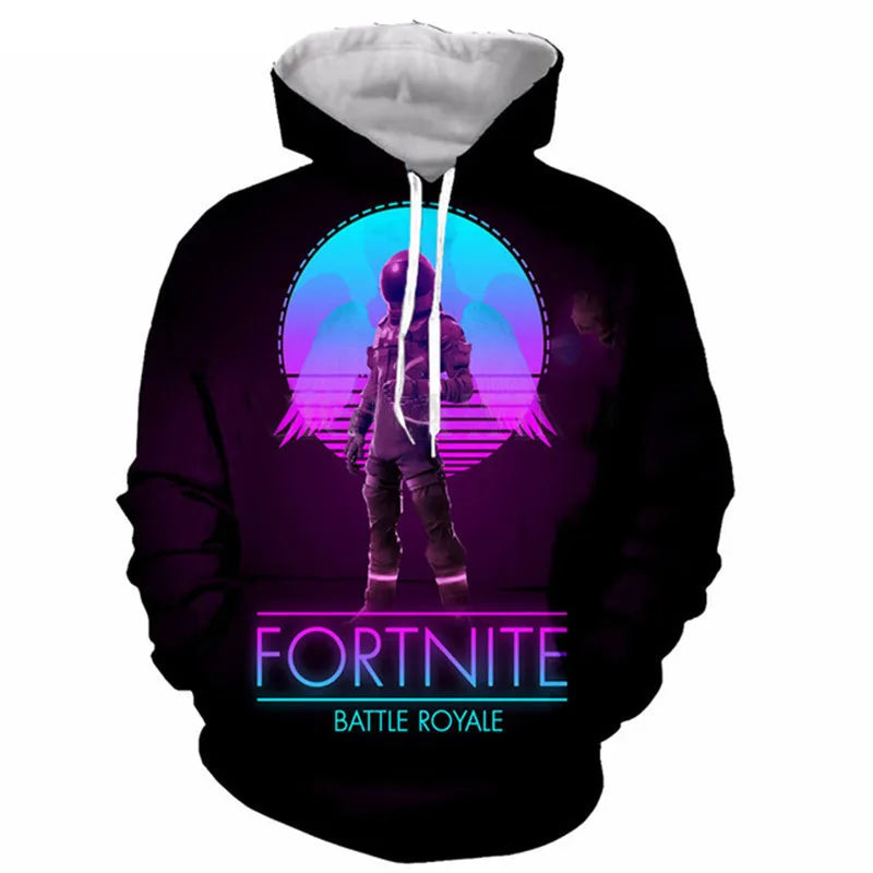 Fortnite 2024 Kinder-Sweatshirt mit digitalem 3D-Druck, Hoodie als Pullover-Jacke für Herren und Damen, langärmelig, Kindergeschenk