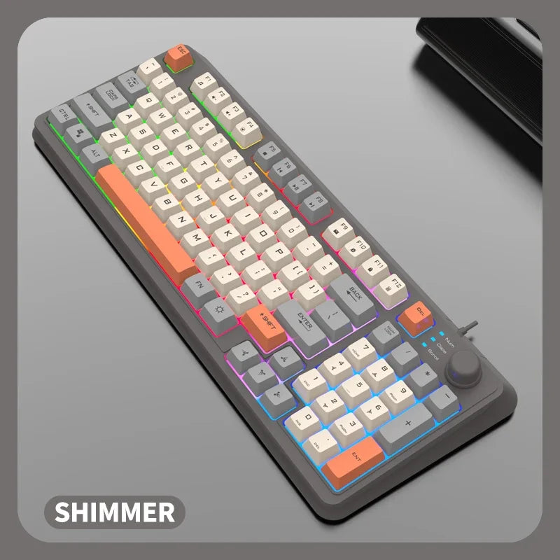K82 Gaming Keyboard Glows Wired USB Desktop PC/Notebook Available 19-key punchless knob to adjust volume
