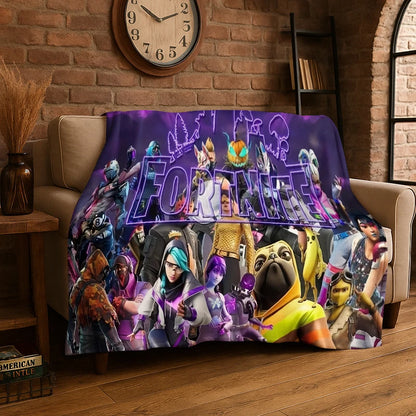 Cartoon-F-Fortnite-Gamer-Flanelldecke – weiche, warme Kuscheldecke für Schlafzimmer, Wohnzimmer, Bett, Reisen, Camping, Picknick und als Geschenk