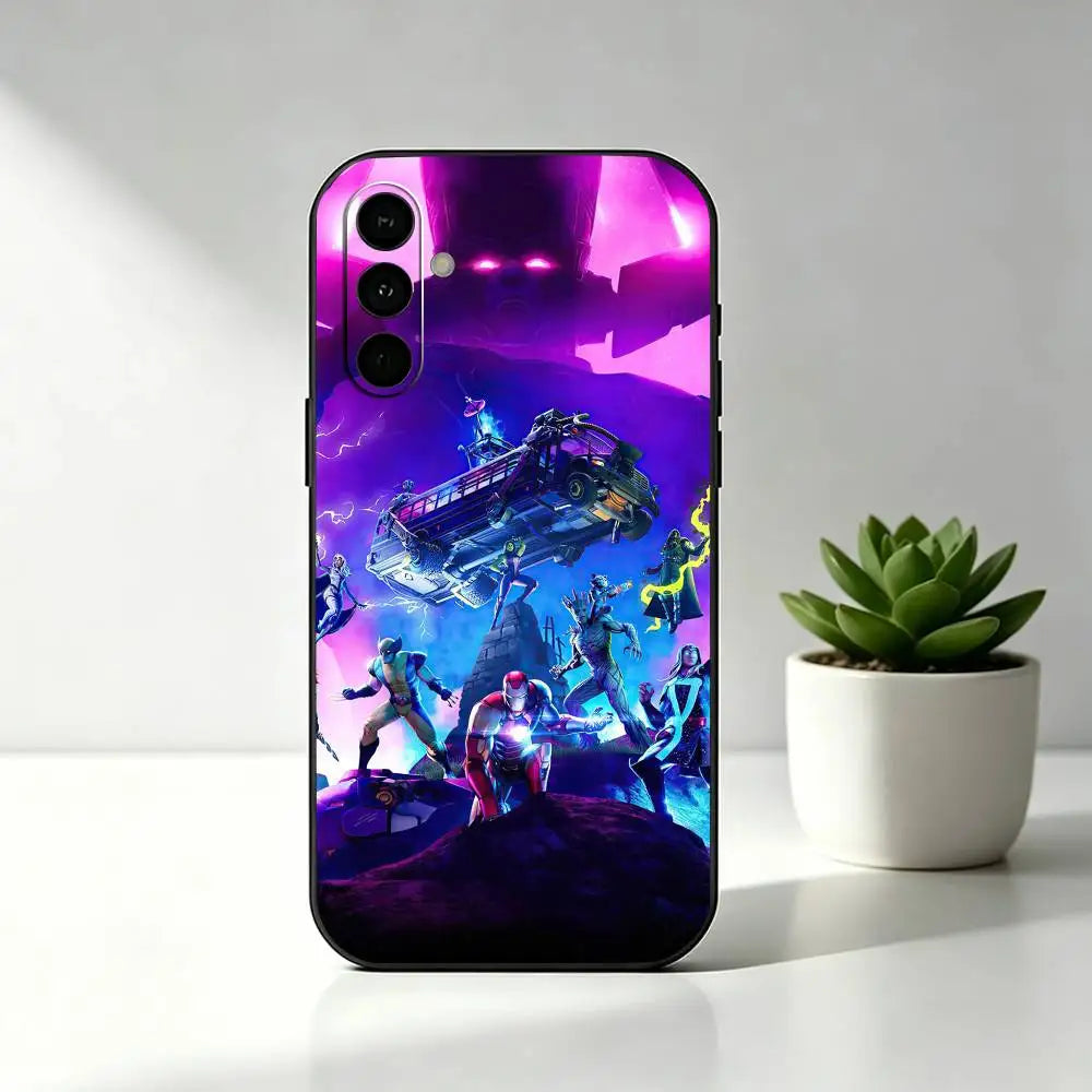 R-Royales F-Fortnites Gaming-Handyhülle aus weichem schwarzem Silikon für Samsung Galaxy A73,A72,A71,A70,A53,A52,A51