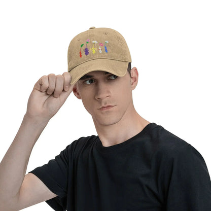 Cute Pikmin Pattern Print Cap for Men Women Cotton Anime Cartoon Trucker Hat Lerisure Wear Baseball Cap Adjustable