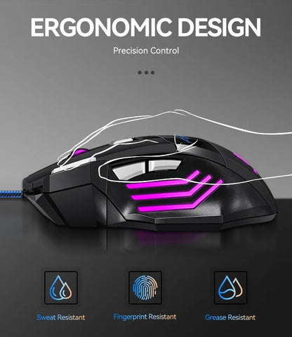 G6 USB žični gaming miš sa 7 tipki, kotačićem za pomicanje, podesivim optičkim senzorom 5500DPI i ergonomskim e-sports dizajnom za laptop, PC i Xiaomi