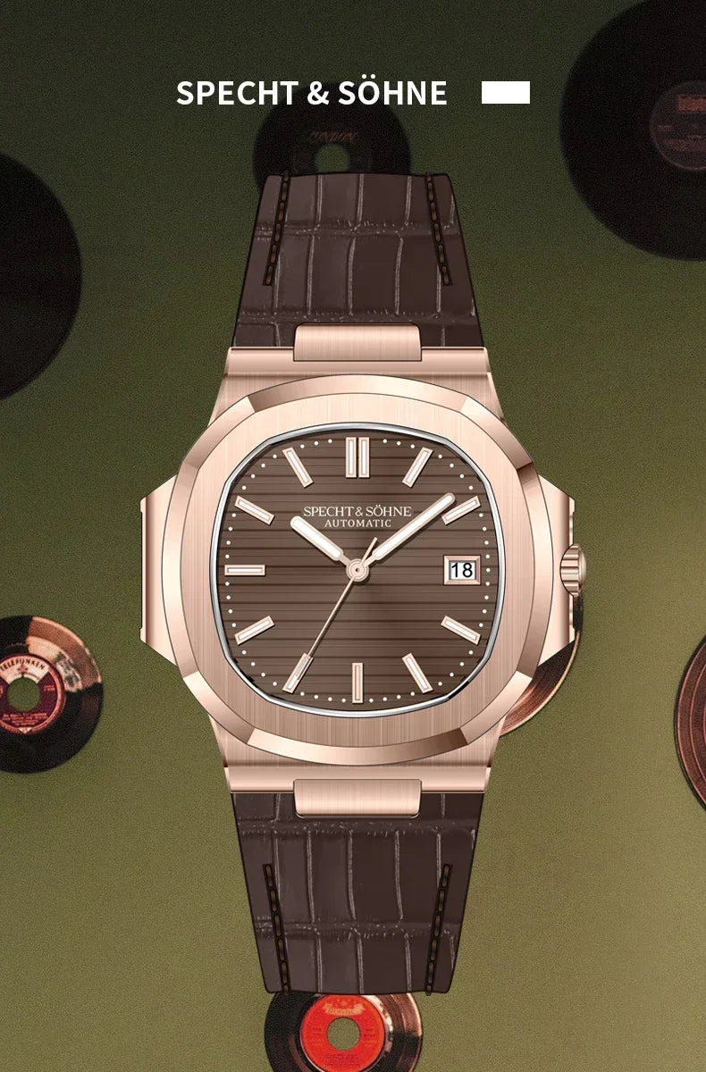 2026 New Specht & Söhne 40MM Rose Gold Men's Watch Japan Miyota 8215 Automatic Mechanical Steel Sapphire Crystal 50M Waterproof