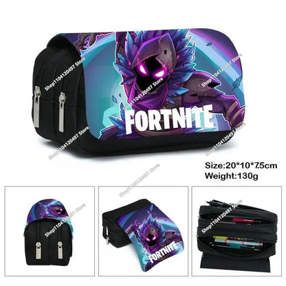 Estojo Fortnite Battle Royale para crianças, caixa de arrumação de canetas com design cartoon, material escolar, presente de aniversário