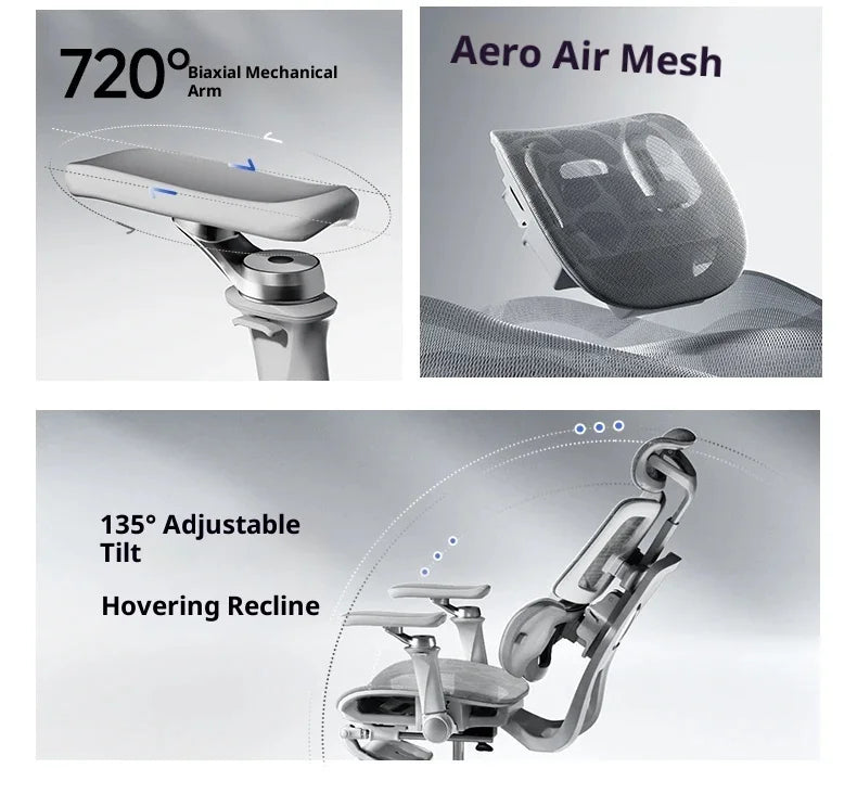 Sedia da ufficio in rete ergonomica executive per computer e gaming, arredo moderno girevole con ruote e regolabile, sedia gaming ergonomica