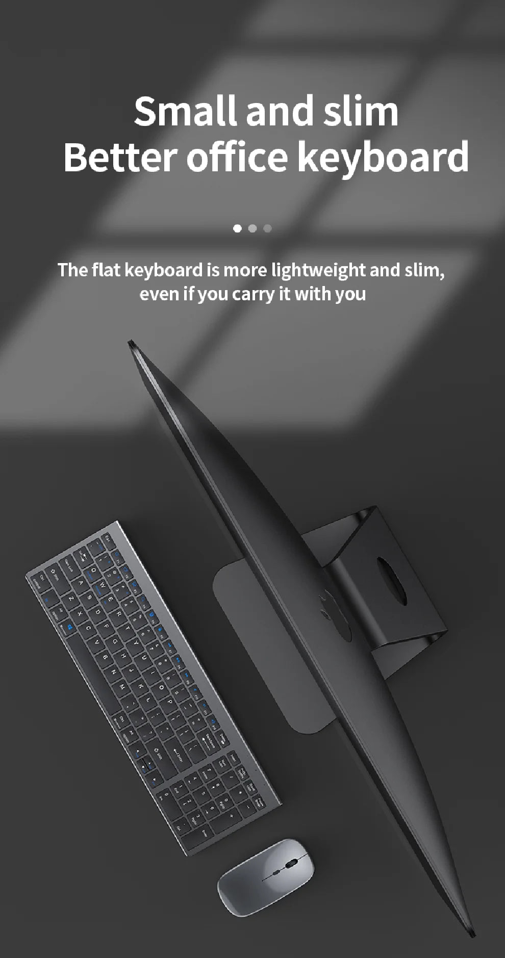 JOMAA Bluetooth & 2.4G USB Keyboard and Mouse Set for Laptop Computer iPad Rechargeable Wireless Keyboard and Mouse Combo Silent