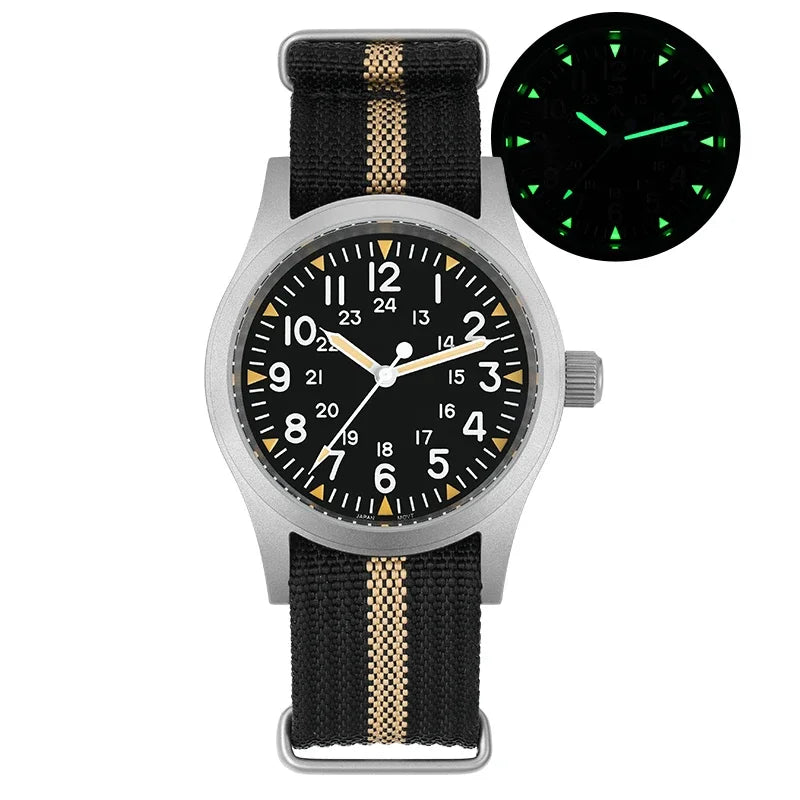 Militado ML05 38mm Men Watch VH31 Quartz Military Watches Domed Sapphire AR Coating 100m Waterproof Stainless Steel Wristwatch