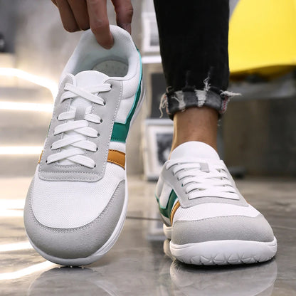 Herresneakers med bred tåboks, barfodssko, minimalistiske, åndbare og komfortable udendørs gåsko, sporty casual blå sko 2025