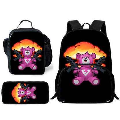Hot Game Design Child Backpacks F-FortniteS Lunch Bag Pencil Case, Pupil Large Capacity School Bags for Boys and Girls, Best Gift