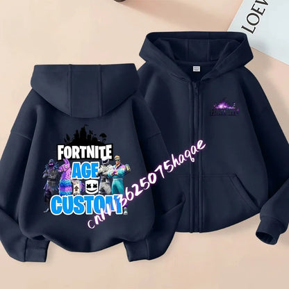 Kinder-Outdoorjacke Cartoon FORTNITED für Mädchen und Jungen, Sweatshirt-Mantel, hochwertige dünne Windjacke, Herbst-Zip-Jacke, Oberteil