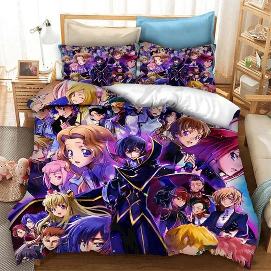 Funda nórdica de anime Code Geass con estampado 3D de moda, juego de cama de 2/3 piezas, doble, individual, full, queen y king, ropa de cama para adultos y niños, funda de edredón