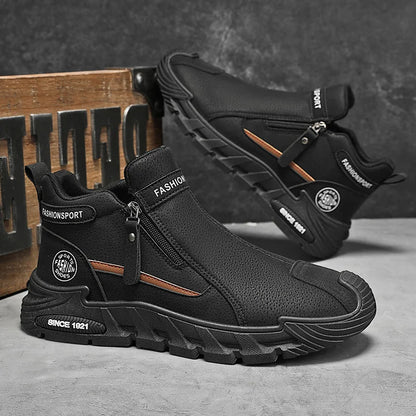 Ανδρικά ψηλά sneakers με φερμουάρ | Casual αντιολισθητικά μποτάκια εργασίας | Μοντέρνα άνετα παπούτσια περπατήματος για άνδρες