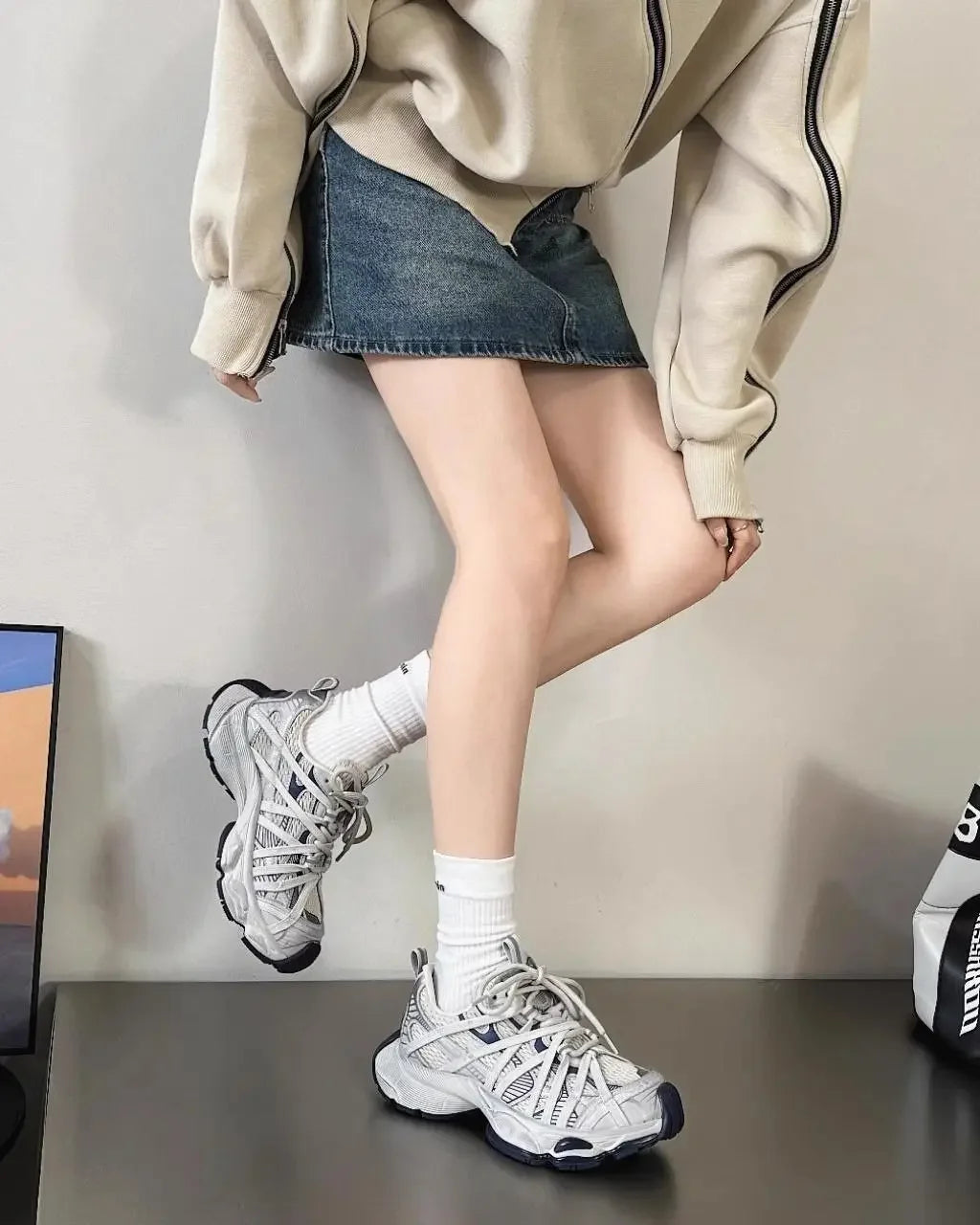 Spring Summer New Style Men and Women Dad Shoes, Thick Bottom Net Surface Sports Shoes, Trendy, Versatile, Breathable Tie Shoes