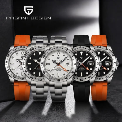 Relógio de mergulho masculino Pagani Design 2026 novo, 42mm, safira, mecânico automático GMT, impermeável 100m PD1682
