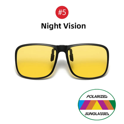 VIVIBEE Polarized Flip Up Clip On Sunglasses for Driving Dark UV400 Photochromic Anti Glare Lens Sun Glasses Car Driver