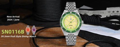 Orologio da uomo automatico San Martin 39.5mm Limited Edition con quadrante Full Lume, NH34 GMT, data a ore 6, 10Bar, Kol Saati di lusso SN0116W