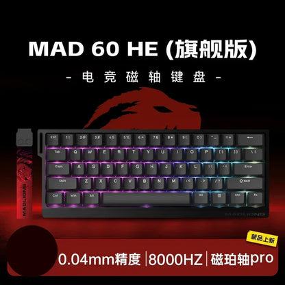 Madlions Mad 60He Magnetic Switch Mechanical Keyboard MAD68 Wired Keyboard Mad60he Custom MAD68he E-sports Gamer Keyboard Gifts