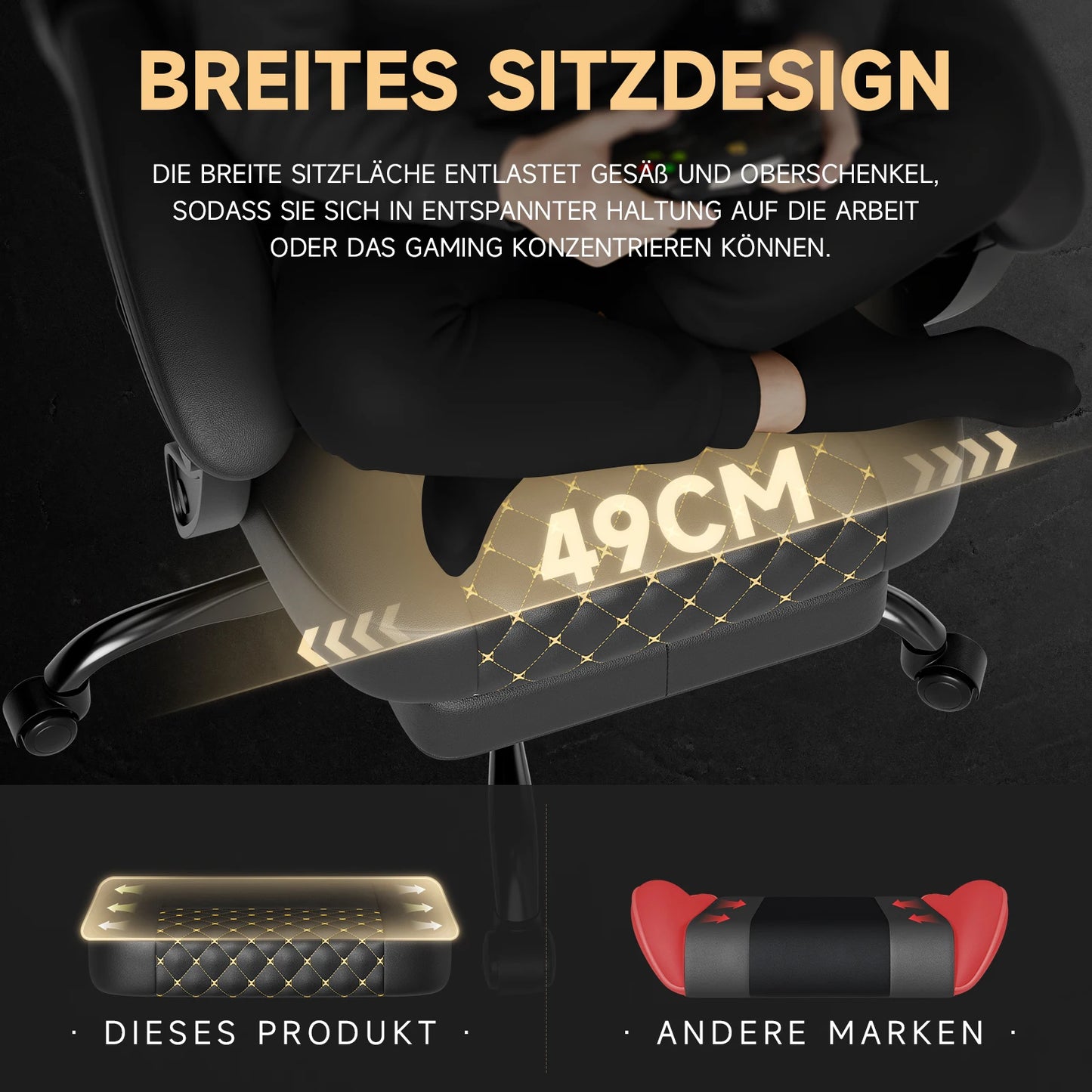 PINGGO Ergonomischer Gaming-Stuhl mit Fußstütze und Massagefunktion, PVC-Leder-Bürostuhl für PC-Gaming, Belastbarkeit 150kg