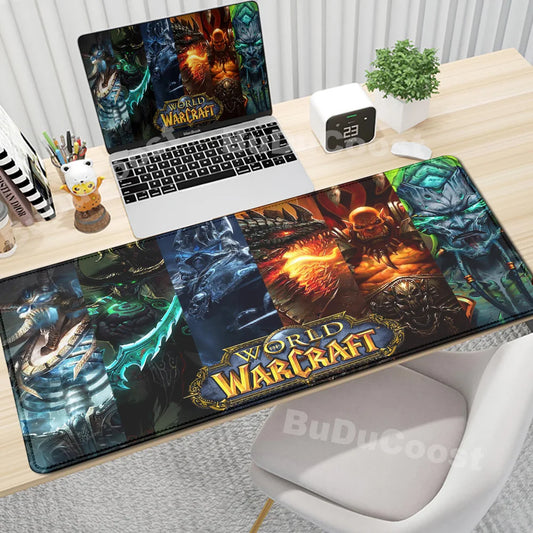 Anime World of Warcraft mata na biurko gamingowa, podkładka pod mysz, akcesoria komputerowe XXL, obszyte krawędzie, dywanik pod klawiaturę i mysz, mata dla gracza, mata biurowa