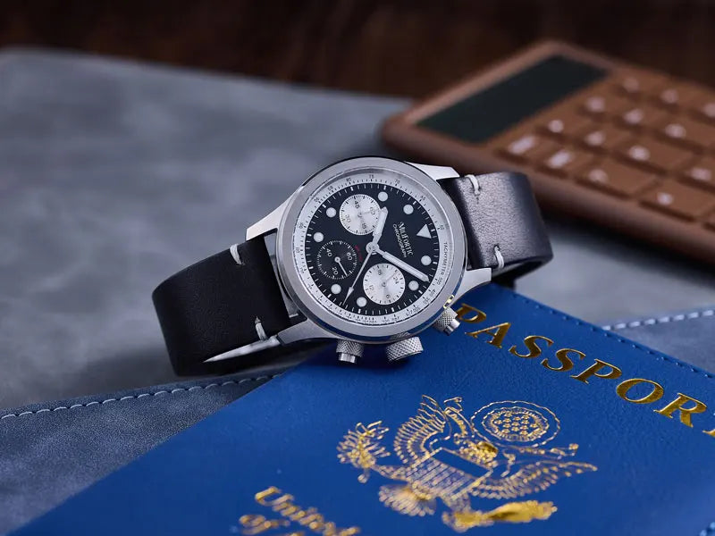 Milifortic 39MM Fashion Chronograph Watch Man R086 Retro C3 Luminous Stainless Steel Waterproof 100M VK63 Quartz Watches For Man