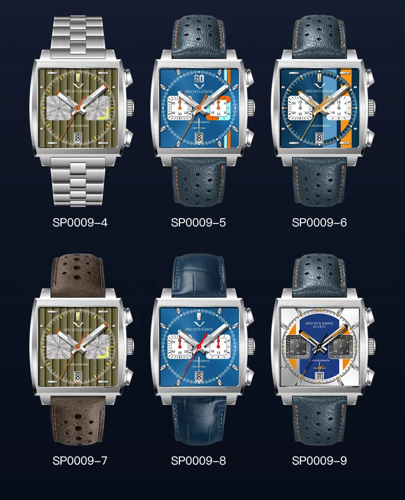 Specht & Söhne New Hot Watches Men Luxury Brand Male Japan VK64 Chronograph Trendy Sport Wristwatch Waterproof