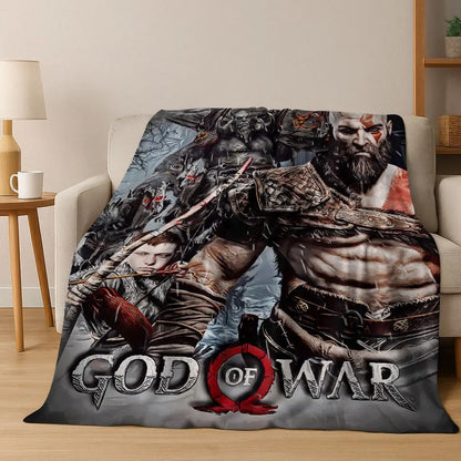 Classics God of War Kratos 3A Game Gamer Flannel Blanket,Warm and Cozy Soft Throw Blanket for Home Bedroom Bed Sofa Kid Gift