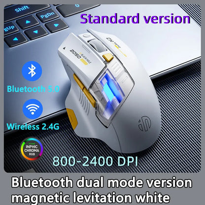 Inphic A9 Pro Three-mode Game Mouse Colorful Light Guide Pillar Power Indicator DPI Adjustable Macro-driver Ergonomics 12800DPI